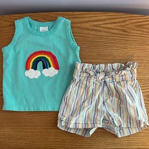 Hanna Andersson rainbow tank and paper bag shorts